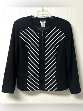 Monroe & Main Black Jacket with White Chevron Panels